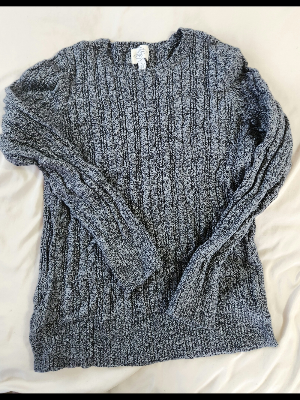 St. John's Bay Women's Heather Gray Cable Crewneck Sweater
